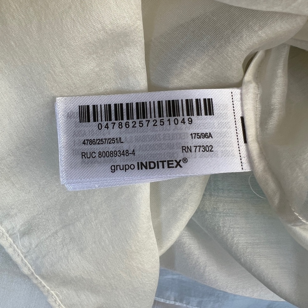 NWT!! Zara Oyster White Ecru Semi Sheer Shirt Blouse With Jewels Size L - Picture 11 of 14